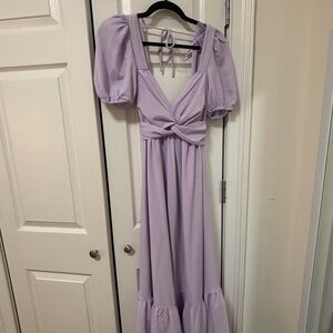 Astr Lavender Maxi Dress with Puff Sleeves